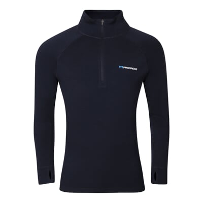 MT TRZ 250 men's merino zip neck T-shirt blackened blue