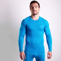 E NDR mens bamboo long sleeve T-shirt black/Lt.green sew.