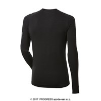 E NDR mens bamboo long sleeve T-shirt black/Lt.green sew.