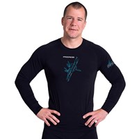 E NDR mens bamboo long sleeve T-shirt black/Lt.green sew.