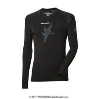 E NDR mens bamboo long sleeve T-shirt black/Lt.green sew.