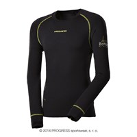 E NDR mens bamboo long sleeve T-shirt black/Lt.green sew.