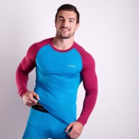 E NDR mens bamboo long sleeve T-shirt black/Lt.green sew.