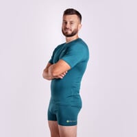 E NKR mens bamboo short sleeve T-shirt black/Lt.green sew.