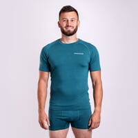 E NKR mens bamboo short sleeve T-shirt black/Lt.green sew.