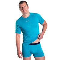E NKR mens bamboo short sleeve T-shirt black/Lt.green sew.