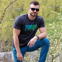 HRUTUR "FOREST" das Kurzarmhemd grau melange