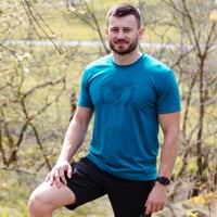 HRUTUR "RAM" das Merino Kurzarmhemd petroleum melange