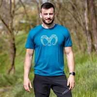 HRUTUR "RAM" das Merino Kurzarmhemd petroleum melange