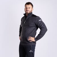 LOFOTEN men's sweater with short zipper black melange