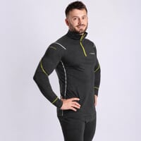 MW NRZ 170 mens zip neck merino T-shirt black melange