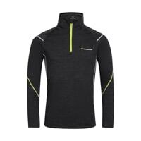 MW NRZ 170 mens zip neck merino T-shirt black melange