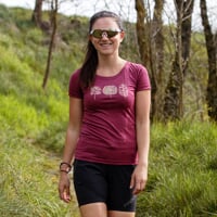 VINKA "TREES" das Damen merino T-Shirt Burgund melange