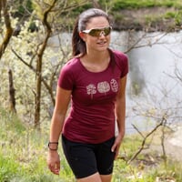 VINKA "TREES" das Damen merino T-Shirt Burgund melange